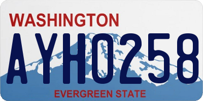 WA license plate AYH0258