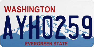 WA license plate AYH0259