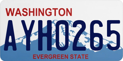 WA license plate AYH0265