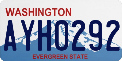 WA license plate AYH0292