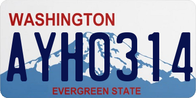 WA license plate AYH0314
