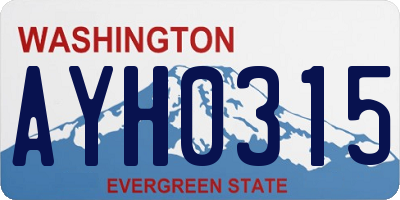 WA license plate AYH0315