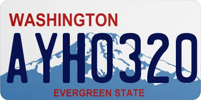 WA license plate AYH0320