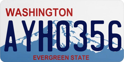 WA license plate AYH0356