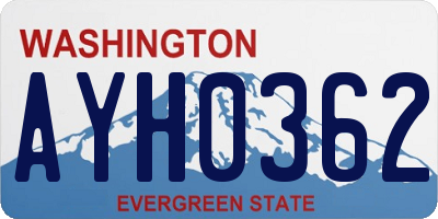 WA license plate AYH0362