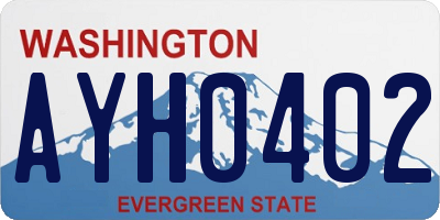 WA license plate AYH0402