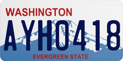 WA license plate AYH0418