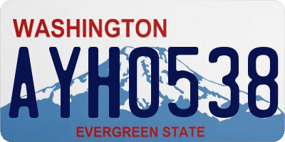 WA license plate AYH0538