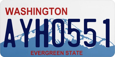 WA license plate AYH0551