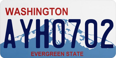 WA license plate AYH0702