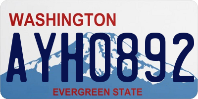 WA license plate AYH0892