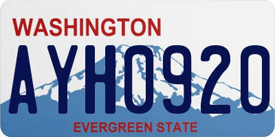 WA license plate AYH0920
