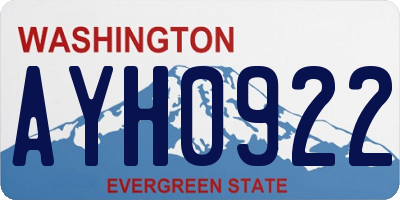 WA license plate AYH0922