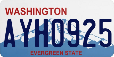 WA license plate AYH0925