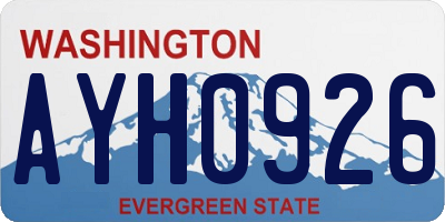 WA license plate AYH0926