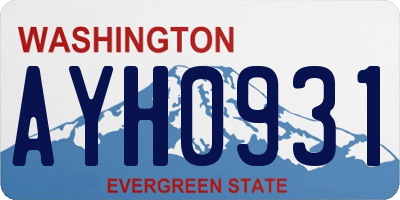 WA license plate AYH0931