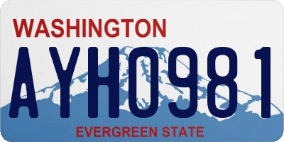 WA license plate AYH0981