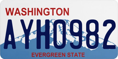 WA license plate AYH0982