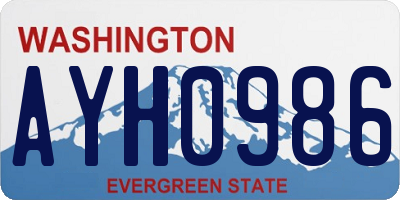 WA license plate AYH0986