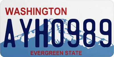 WA license plate AYH0989