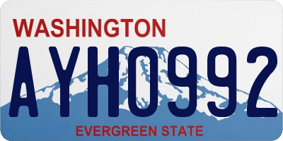 WA license plate AYH0992