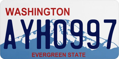 WA license plate AYH0997