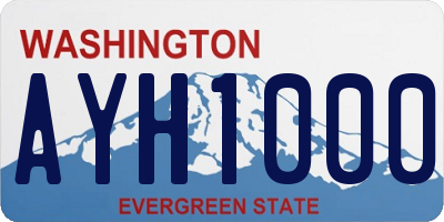 WA license plate AYH1000