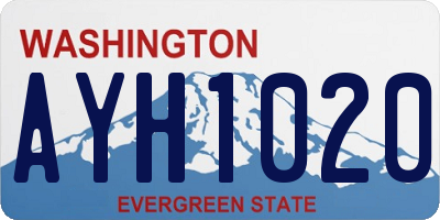 WA license plate AYH1020