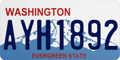 WA license plate AYH1892