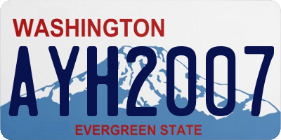 WA license plate AYH2007