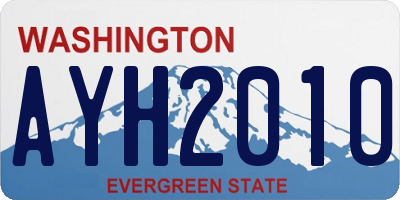 WA license plate AYH2010