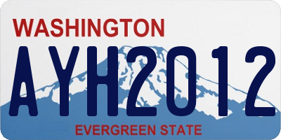 WA license plate AYH2012