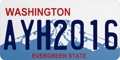 WA license plate AYH2016