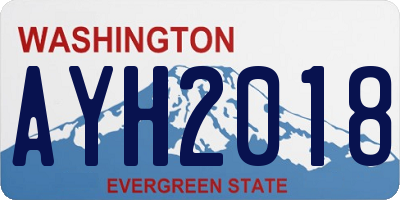 WA license plate AYH2018
