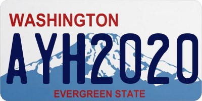 WA license plate AYH2020