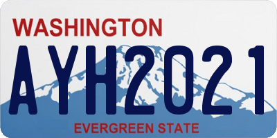WA license plate AYH2021