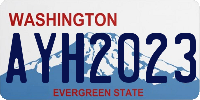 WA license plate AYH2023