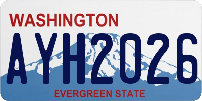 WA license plate AYH2026