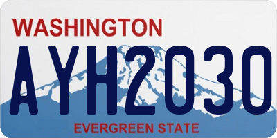 WA license plate AYH2030