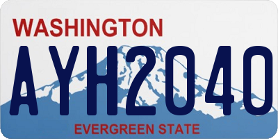 WA license plate AYH2040