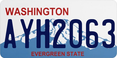 WA license plate AYH2063