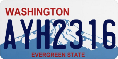 WA license plate AYH2316