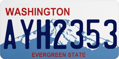 WA license plate AYH2353