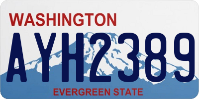 WA license plate AYH2389