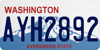 WA license plate AYH2892