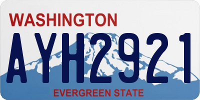 WA license plate AYH2921
