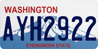 WA license plate AYH2922