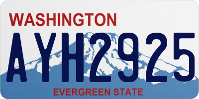 WA license plate AYH2925