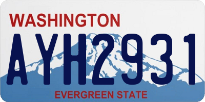 WA license plate AYH2931