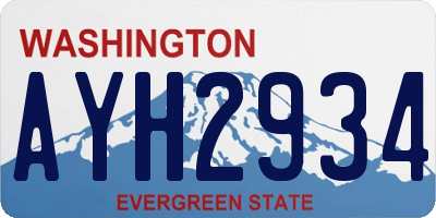 WA license plate AYH2934